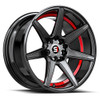 17" Spec-1 SP-73 Gloss Black & Red Undercut 17x7.5 Wheel 5x108 5x4.5 42mm Rim