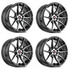 Set 4 16" Spec-1 SP-77 Gloss Black & Machined 16x8 Wheels 5x100 5x4.5 20mm Rims