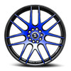 Set 4 20" Spec-1 SP-65 Gloss Black & Blue Machined 20x8.5 5x100 5x4.5 38mm Rims