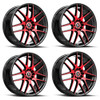 Set 4 18" Spec-1 SP-65 Gloss Black & Red Machined 18x9 Wheels 4x100 4x4.5 38mm