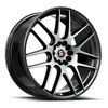 17" Spec-1 SP-65 Gloss Black & Machined 17x8 Wheel 4x100 4x4.5 42mm Rim