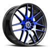 Set 4 17" Spec-1 SP-65 Gloss Black & Blue Machined 17x8 Wheels 5x100 5x4.5 42mm Rims