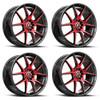 Set 4 17" Spec-1 SP-71 Gloss Black Red Machined 17x8 Wheels 5x100 5x4.5 42mm Rim