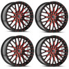 Set 4 17" Spec-1 SP-55 Gloss Black & Red Machined 17x7.5 Wheels 4x100 4x4.5 42mm