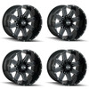 Set 4 17" Ion 141 Gloss Black Milled 17x9 Wheels 8x170 Rims -12mm For Ford