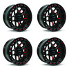 Set 4 18" RTX Zion Gloss Black Milled Red Wheel 18x9 6x5.5 0mm For Chevy GMC Ram