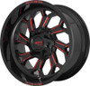 22" Moto Metal MO999 22x12 6x135 6x5.5 -44mm Gloss Black Milled Red Tint Wheel