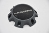 Vision Wheels 403 Tactical Gray Black Thrashed Gunmetal Replacement Center Cap, SKU C354TG-6V, for compatible 6-lug wheels