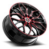17" Spec-1 SP-57 Gloss Black & Red Machined 17x7.5 Wheel 4x100 4x4.5 42mm Rim