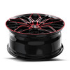 17" Spec-1 SP-57 Gloss Black & Red Machined 17x7.5 Wheel 4x100 4x4.5 42mm Rim