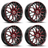 Set 4 17" Spec-1 SP-57 Gloss Black & Red Machined 17x7.5 Wheels 4x100 4x4.5 42mm