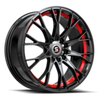 Set 4 18" Spec-1 SP-59 Gloss Black & Red Undercut 18x8 Wheels 5x4.5 5x120 38mm