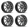 Set 4 17" Spec-1 SP-59 Gloss Black & Machined 17x7.5 Wheels 4x100 4x4.5 42mm Rim