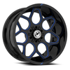 20" XF Off-Road XF-233 Gloss Black & Blue Milled 20x10 Wheel 5x5 5x5.5 -24mm Rim
