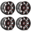 Set 4 20" XF Off-Road XF-218 Gloss Black Red Milled 20x10 Wheels 5x5 5x5.5 -12mm