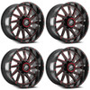 Set 4 20" XF Off-Road XF-216 Gloss Black Red Milled 20x9 Wheels 6x135 6x5.5 12mm