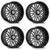 Set 4 20" XF Off-Road XF-240 Black & Brushed DDT 20x10 Wheels 6x135 6x5.5 -12mm