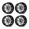 Set 4 20" XF Off-Road XF-236 Black & Brushed DDT 20x9 Wheel 6x135 6x5.5 12mm Rim