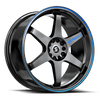 Set 4 20" Spec-1 SPT-33 Gloss Black & Blue Line 20x9 Wheels 5x100 5x4.5 38mm Rim