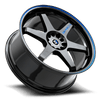 17" Spec-1 SPT-33 Gloss Black & Blue Line 17x8 Wheel 5x108 5x4.5 38mm Rim