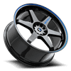 Set 4 17" Spec-1 SPT-33 Gloss Black & Blue Line 17x8 Wheels 5x100 5x4.5 38mm Rim