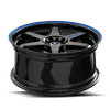 Set 4 17" Spec-1 SPT-33 Gloss Black & Blue Line 17x8 Wheels 5x100 5x4.5 38mm Rim