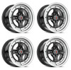 Set 4 15" Spec-1 SPT-35 Gloss Black & Machined 15x8 Wheels 4x100 4x4.5 25mm Rims
