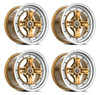 Set 4 15" Spec-1 SPT-35 Gold & Machined Lip 15x8 Wheels 4x100 4x4.5 25mm Rims