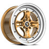 Set 4 15" Spec-1 SPT-35 Gold & Machined Lip 15x8 Wheels 4x100 4x4.5 25mm Rims