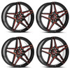 Set 4 20" Spec-1 SP-54 Gloss Black & Red Machined 20x8.5 Wheels 5x100 5x4.5 38mm