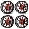 Set 4 17" Spec-1 SP-52 Gloss Black & Red Machined 17x7.5 Wheels 4x100 4x4.5 42mm
