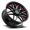 17" Spec-1 SP-60 Gloss Black & Red Undercut 17x7.5 Wheel 5x110 5x4.5 42mm Rim