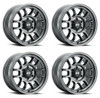 Set 4 18" Voxx G-FX TR28 Gloss Gun Metal 18x9 Wheels 6x5.5  0mm Rims For GMC Ram
