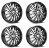 Set 4 24" Azara AZX-102 Gloss Black & Machined 24x9 Wheels 5x115 5x120 15mm Rims