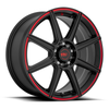 Set 4 18" Motegi MR142 CS8 18x8 5x4.5 5x120 45mm Black w/ Red Stripe Wheels Rims