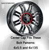 Vision 375 Warrior Wheel Gloss Black 6x135 6x5.5 Center Cap C375GB-6CDOC 6 Lug