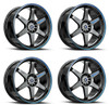 Set 4 18" Spec-1 SPT-33 Gloss Black Blue Line 18x8.5 Wheels 5x100 5x4.5 38mm Rims