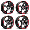 Set 4 17" Spec-1 SPT-31 Gloss Black Red Line 17x7.5 Wheels 5x100 5x4.5 42mm Rims