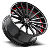 18" Spec-1 SP-69 Gloss Black & Red Under Cut 18x8 Wheel 5x112 5x4.5 38mm Rim