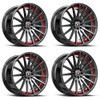 Set 4 18" Spec-1 SP-69 Gloss Black & Red Under Cut 18x8 Wheels 5x112 5x4.5 38mm