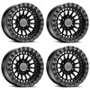 Set 4 17" Lock Offroad Mojave Matte Black w Matte Black Ring 17x9 8x170 1mm Rims Truck Wheels