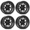 Set 4 20" Lock Offroad Commando Matte Black W Gloss Black Ring 20x10 8x6.5 -18mm Lifted Offroad Truck Wheels