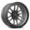 Set 4 17" Lock Offroad Krawler Matte Grey Matte Black Ring 17x9 6x135 -12mm Rims