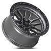 Set 4 17" Lock Offroad Krawler Matte Grey Matte Black Ring 17x9 6x135 -12mm Rims