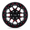 20" RTX Zion Black Milled Red Wheel 20x9 5x5 -15mm Rim For Jeep Wrangler