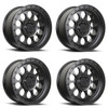 Set 4 17" Lock Offroad 50CAL Matte Black Matte Black Ring 17x9 Wheels 5x5 -12mm