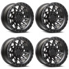 Set 4 20" Lock Offroad Lunatic Black W Matte Black Ring 20x9 8x180 20mm Wheels
