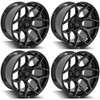 Set 4 24" 4PLAY 4P06 24x10 6x5.5 6x135 18mm Black Brushed Face & Tint Clear Rims