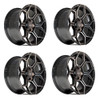 Set 4 20" 4PLAY 4PS26 20x9 5x5 5x5.5-6mm Black Brushed Face & Tinted Clear Rims
