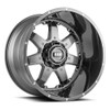 22" Grid Offroad GD01 Gloss Graphite / Milled 22x12 Wheel 5x5 5x5.5 -44mm Rim